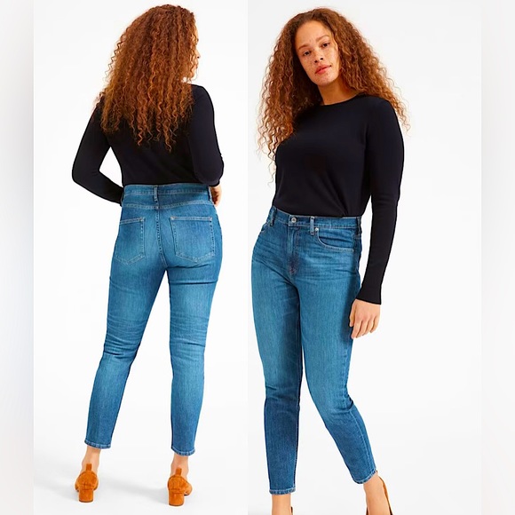 Everlane High Rise Skinny Jean SZ 24 Blue Distressed - Picture 2 of 5